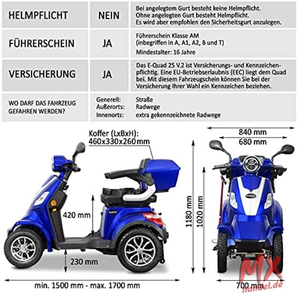 Rolektro E-Quad 25 V.2 Blei-Gel, Blau