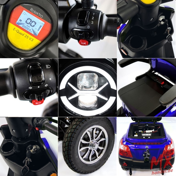 Rolektro E-Quad 25 V.3 Lithium, Blau