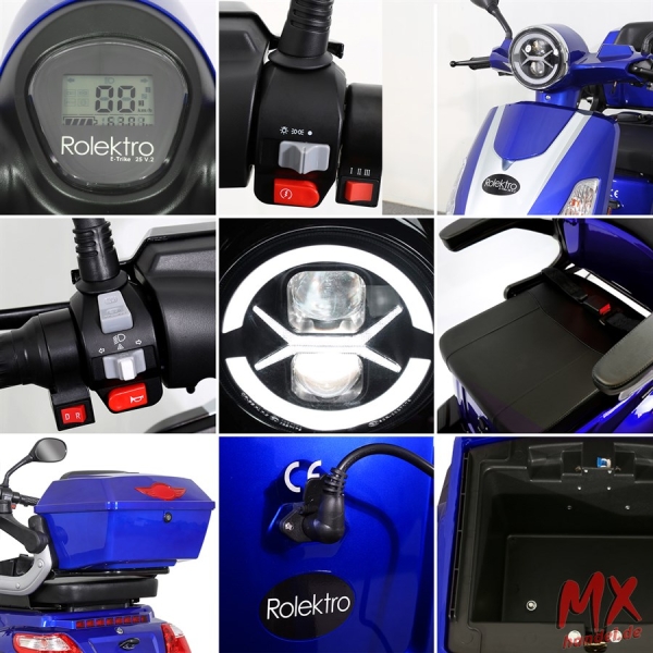 Rolektro E-Trike 25 V.2 Blei-Gel, Blau