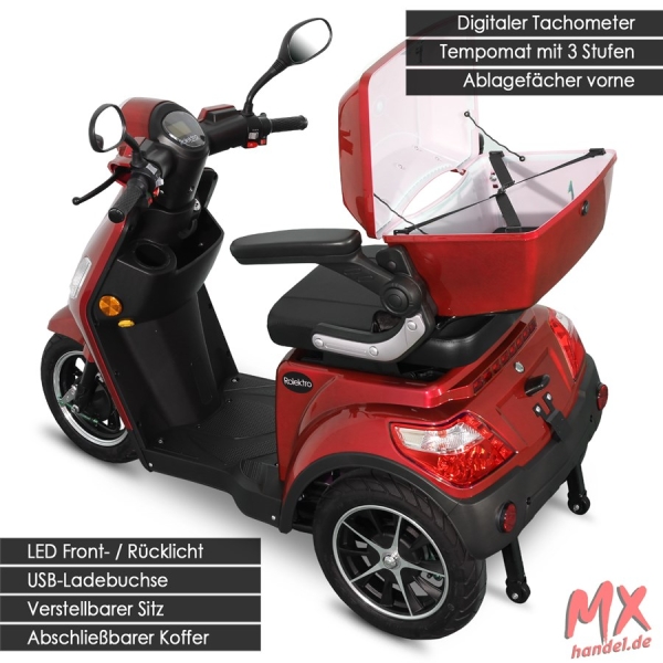 Rolektro E-Trike 25 V.2 Blei-Gel, Rot